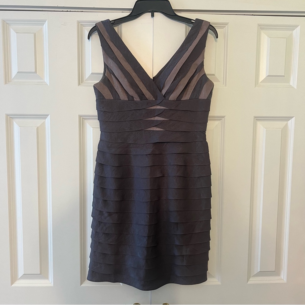 Adrianna Papell Metallic Tiered Bodycon Mini Dress